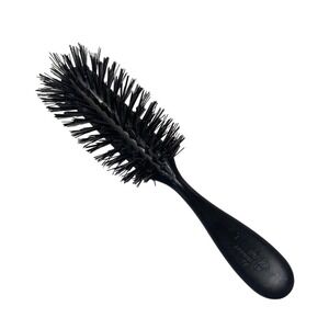 Vintage Hair Brush DeTangle v7 Black 7 Row Plastic Bristle Round Brush USED
